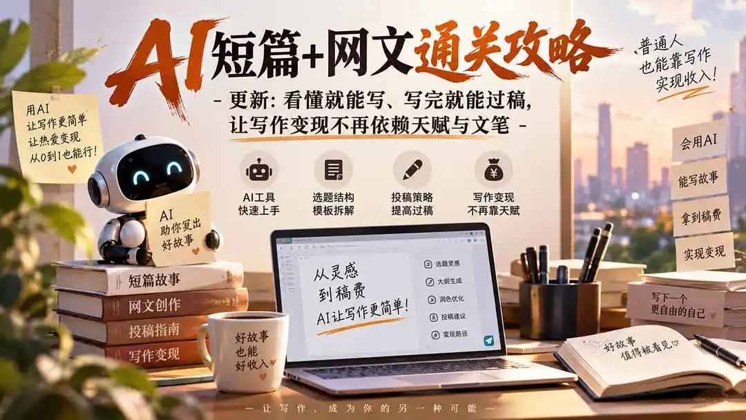 AI短篇+网文通关攻略-更新1009：看懂就能写、写完就能过稿，让写作变现不再依赖天赋与文笔-聚创源