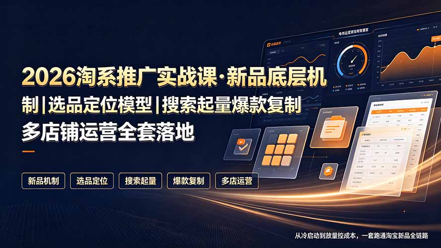 2026淘系推广实战课·新品底层机制|选品定位模型|搜索起量爆款复制多店铺运营全套落地教程-聚创源