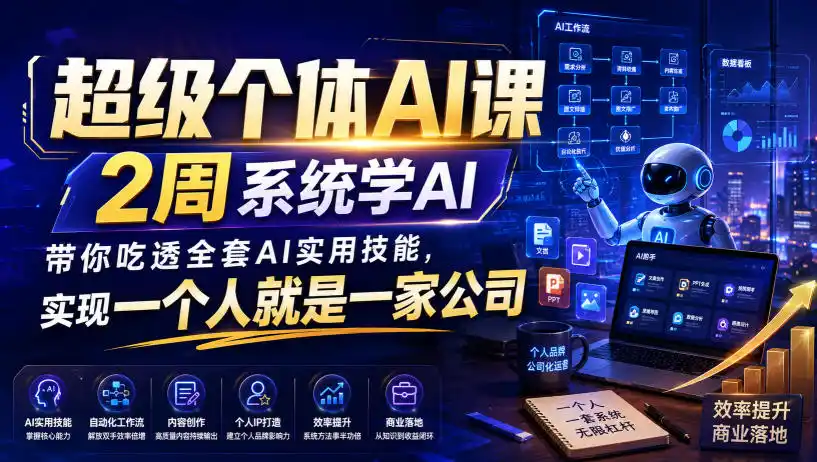 超级个体AI课，2周系统学AI，带你吃透全套AI实用技能，实现一个人就是一家公司-聚创源