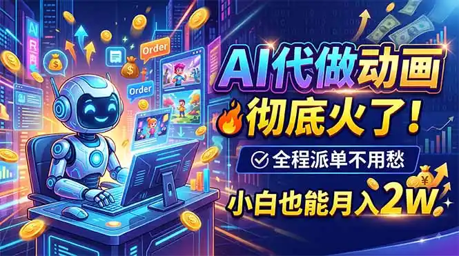 AI代做动画，彻底火了！全程派单不用愁，小白也能月入2W-聚创源