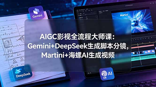 AIGC影视全流程大师课：Gemini+DeepSeek生成脚本分镜，Martini+海螺AI生成视频-聚创源