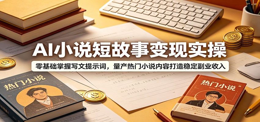 AI小说短故事变现实操：零基础掌握写文提示词，量产热门小说内容打造稳定副业收入-聚创源