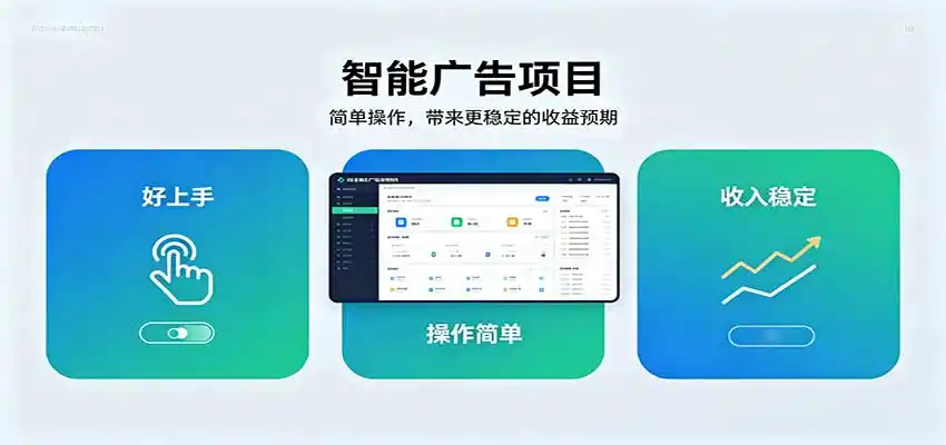 智能广告挂机项目，操作简单上手快，收益稳定可持续。稳定日入300+-聚创源