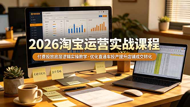 2026 淘宝运营实战课程，付费投放底层逻辑实操教学，优化直通车投产提升店铺成交转化-聚创源
