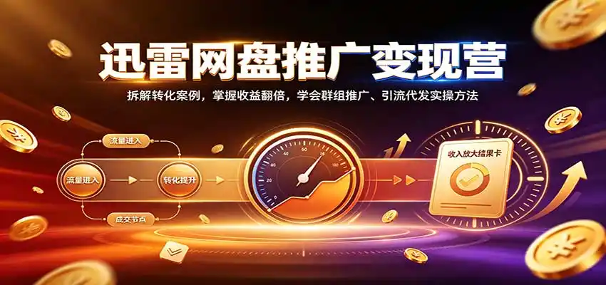 迅雷网盘推广变现营：拆解转化案例，掌握收益翻倍，学会群组推广、引流代发实操方法-聚创源