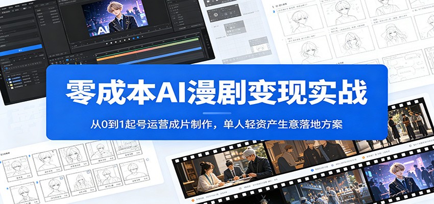 零成本AI漫剧变现实战：从0到1起号运营成片制作，单人轻资产生意落地方案-聚创源