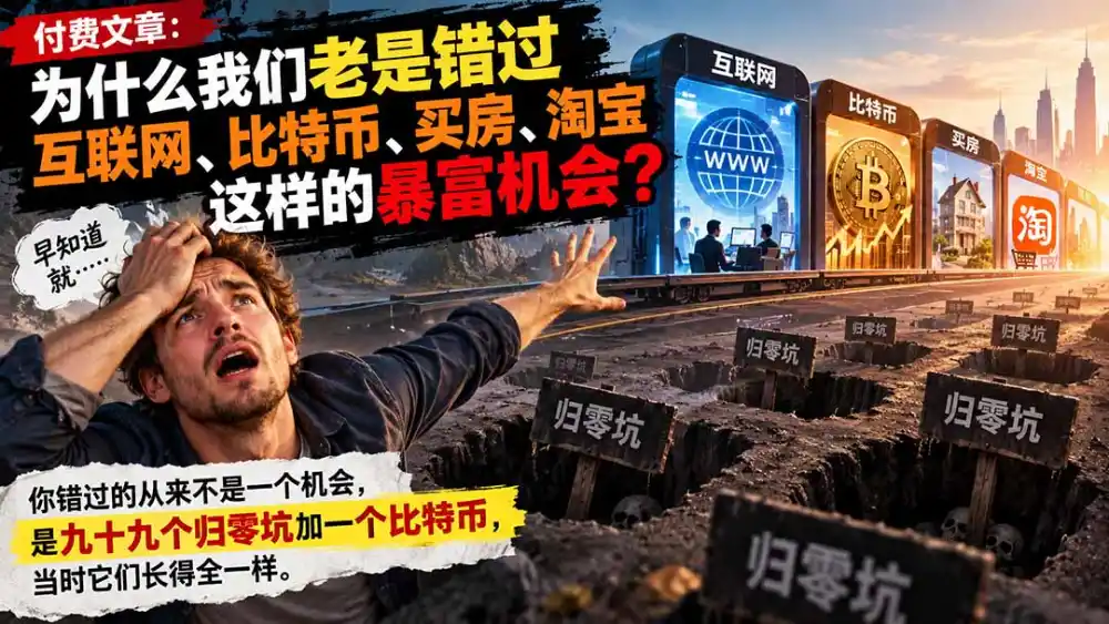 付费文章：为什么我们老是错过互联网、比特币、买 房、淘宝这样的暴富机会？-聚创源
