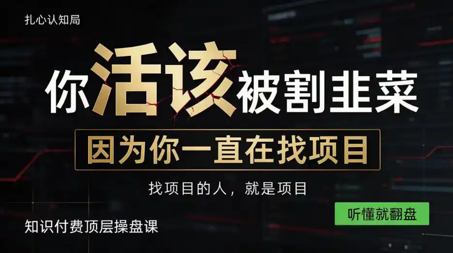 做项目不如卖项目，做知识付费自己当老板，知识付费顶层操盘课，听懂就翻盘【揭秘】-聚创源