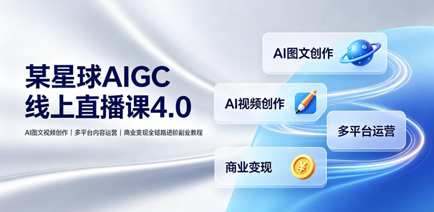 某星球AIGC线上直播课4.0｜AI图文视频创作、多平台内容运营、商业变现全链路进阶副业教程-聚创源