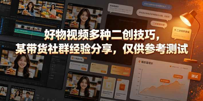 好物视频多种二创技巧，某带货社群经验分享，仅供参考测试-聚创源