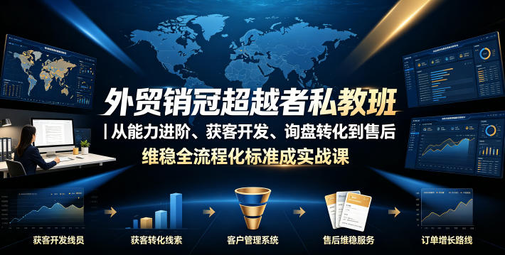 外贸销冠超越者私教班｜从能力进阶、获客开发、询盘转化到售后维稳全流程标准化成交实战课-聚创源