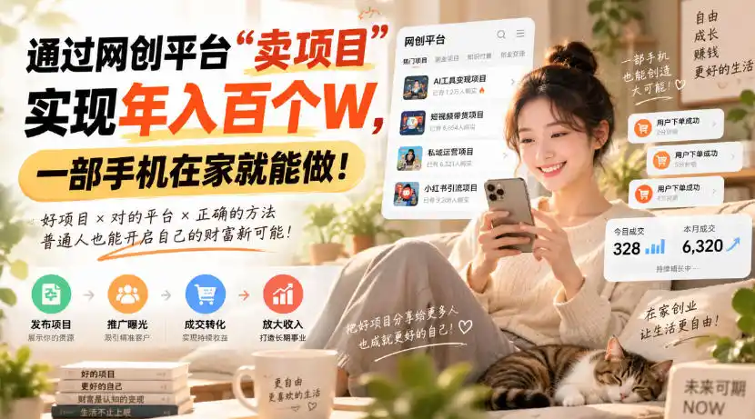 靠卖网创项目变现,一年拿下百万收益!一台手机就能操作!-聚创源