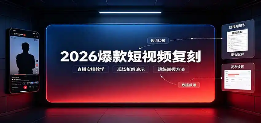 2026爆款短视频复刻:直播实操教学,配套文字文档掌握全流程-聚创源