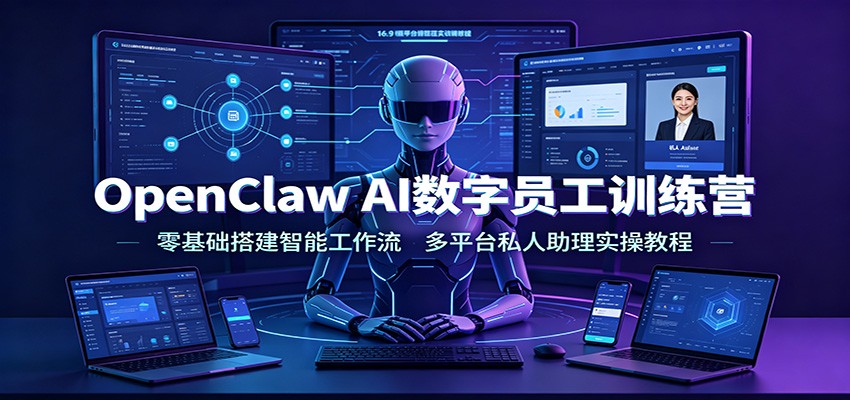 OpenClaw AI数字员工训练营：零基础搭建智能工作流，多平台私人助理实操教程-聚创源