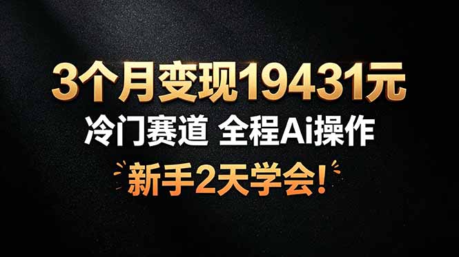 3个月变现19431元，冷门赛道 全程Ai操作，新手2天学会！-聚创源