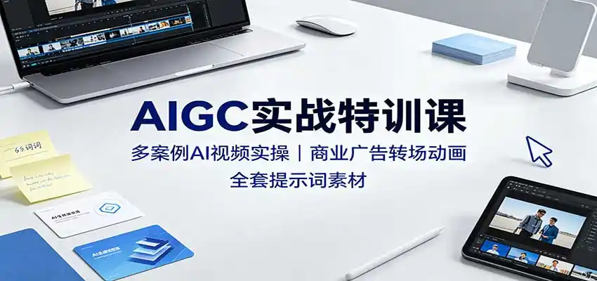 AIGC实战特训课：多案例AI视频实操，商业广告转场动画，全套提示词素材-聚创源