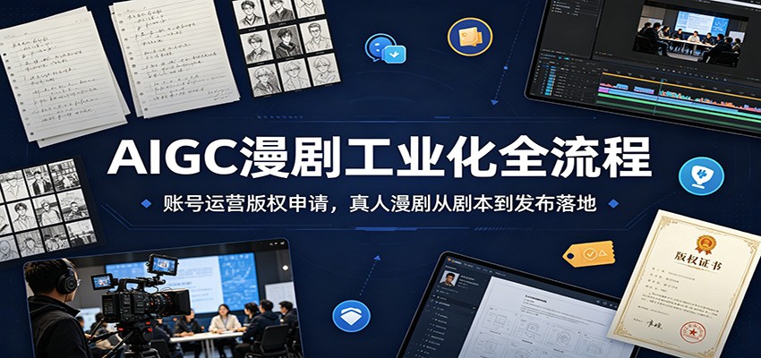 AIGC漫剧工业化全流程：账号运营版权申请，真人漫剧从剧本到发布落地-聚创源