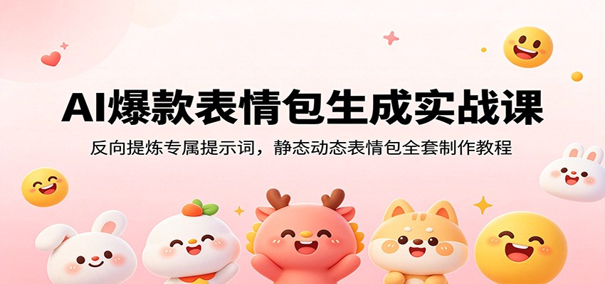 AI爆款表情包生成实战课：反向提炼专属提示词，静态动态表情包全套制作教程-聚创源