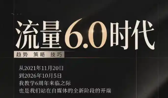 流量6.0时代直播课2026年10月,流量6.0时代的趋势、策略、技巧,2027年前,你的IP能否做起来,本场直播就是你的转折点 流量6.0时代直播课2026年10月,流量6.0时代的趋势、策略、技巧,2027年前,你的IP能否做起来,本场直播就是你的转折点