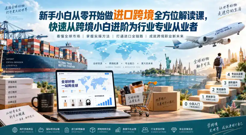 新手小白从零开始做进口跨境全方位解读课，快速从跨境小白进阶为行业专业从业者-聚创源