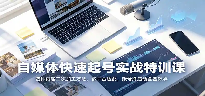 自媒体快速起号实战特训课：四种内容二次加工方法，多平台适配，账号冷启动全套教学-聚创源
