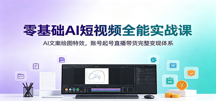零基础AI短视频全能实战课：AI文案绘图特效，账号起号直播带货完整变现体系-聚创源