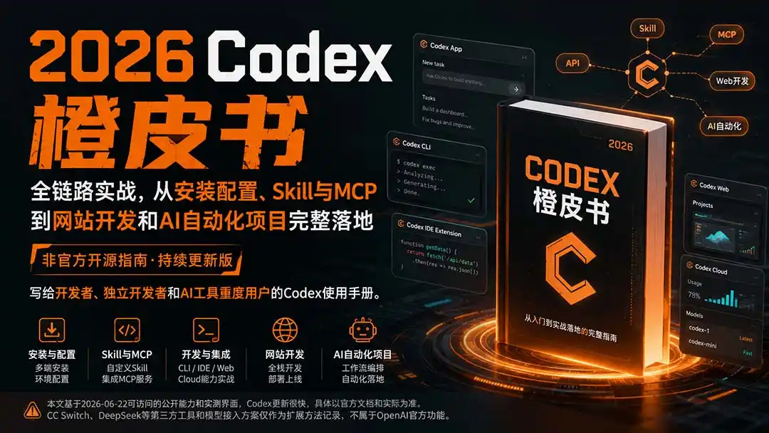 2026Codex橙皮书：全链路实战，从安装配置、Skill与MCP到网站开发和AI自动化项目完整落地-聚创源