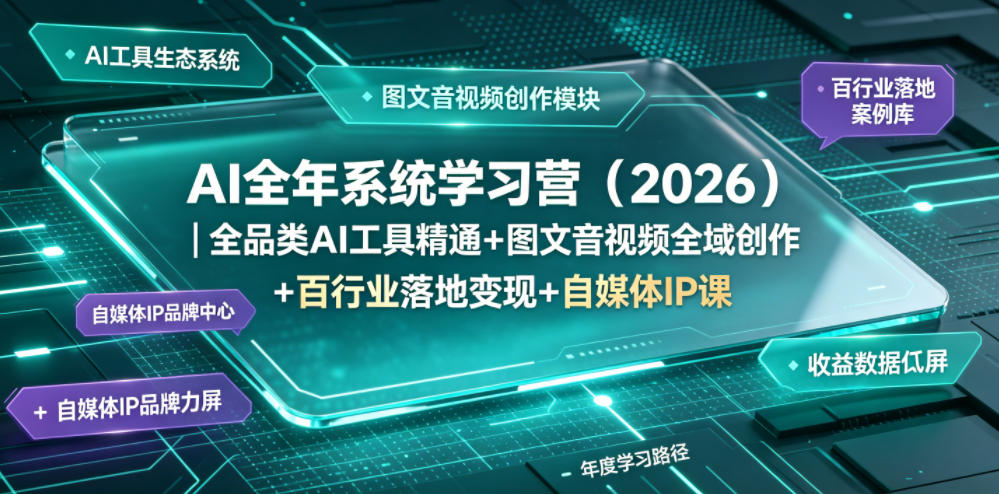 AI全年系统学习营(2026)｜全品类AI工具精通+图文音视频全域创作+百行业落地变现+自媒体IP打造年度进阶大课-聚创源