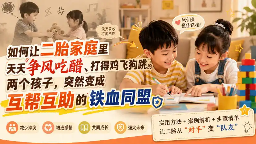 付费文章：如何让二胎家庭里天天争风吃醋、打得鸡飞狗跳的两个孩子，突然变成互帮互助的铁血同盟？-聚创源
