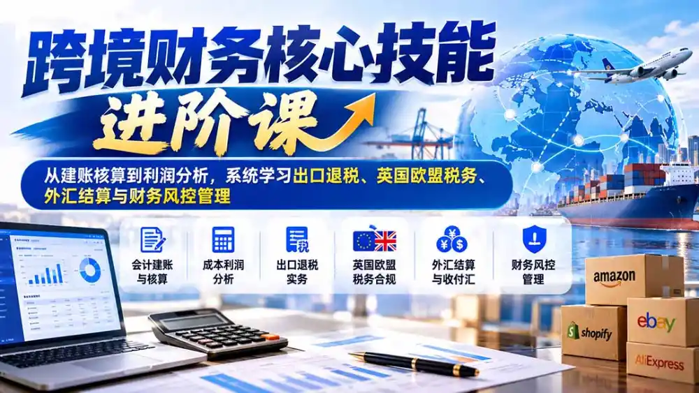 跨境财务核心技能进阶课：从建账核算到利润分析，系统学习出口退税、英国欧盟税务、外汇结算与财务风控管理-聚创源
