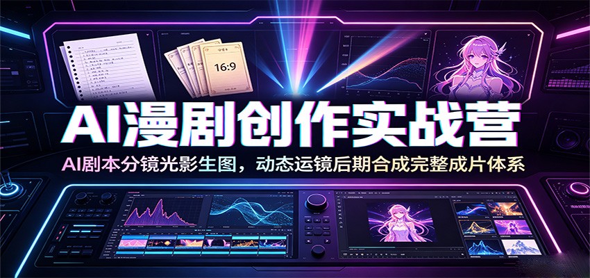 AI漫剧创作实战营:AI剧本分镜光影生图,动态运镜后期合成完整成片体系-聚创源