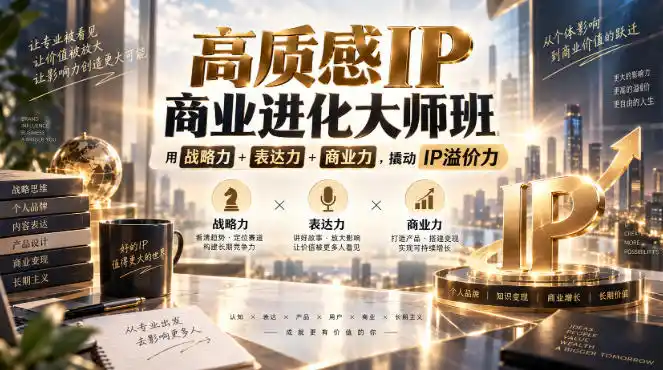 高质感IP商业进化大师班，用战略力+表达力+商业力，撬动IP溢价力-聚创源