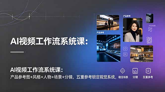AI视频工作流系统课：产品参考图+风格+人物+场景+分镜，五重参考锁定视觉系统，稳定产出高质量视频-聚创源