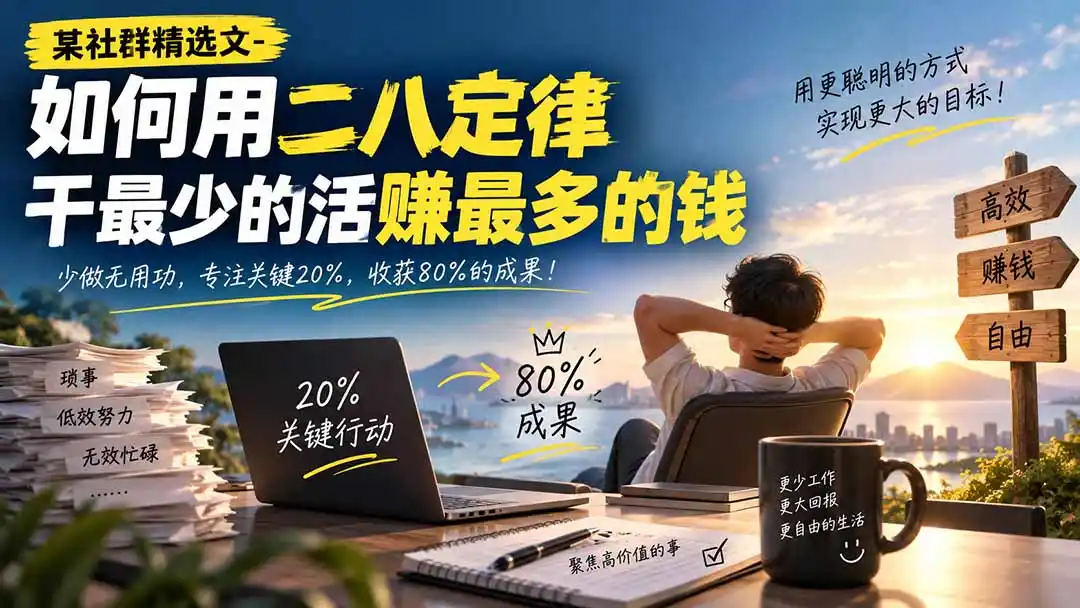 某社群精选文-如何用二八定律干最少的活赚最多的钱-聚创源