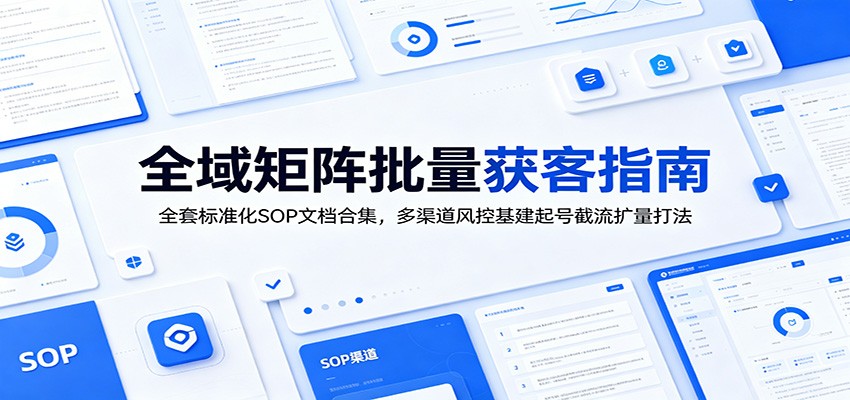 全域矩阵批量获客指南：全套标准化SOP文档合集，多渠道风控基建起号截流扩量打法-聚创源