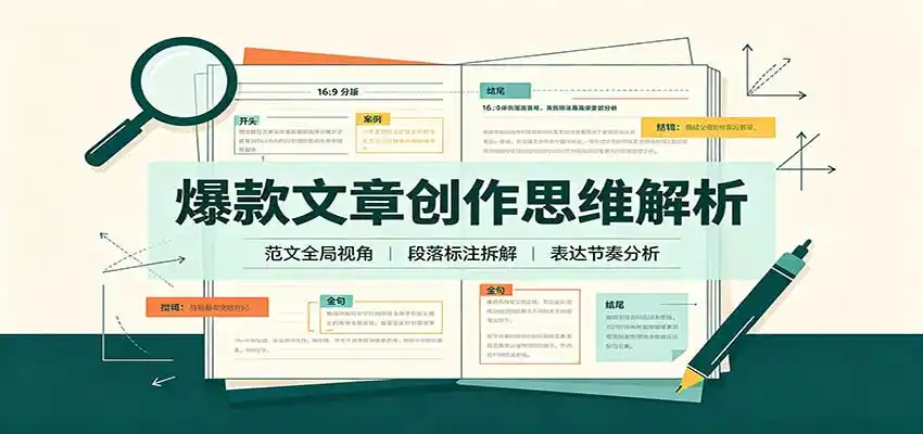 爆款文章创作思维解析：全局视角拆解范文，梳理行文逻辑，搭配真实拆文实操案例-聚创源