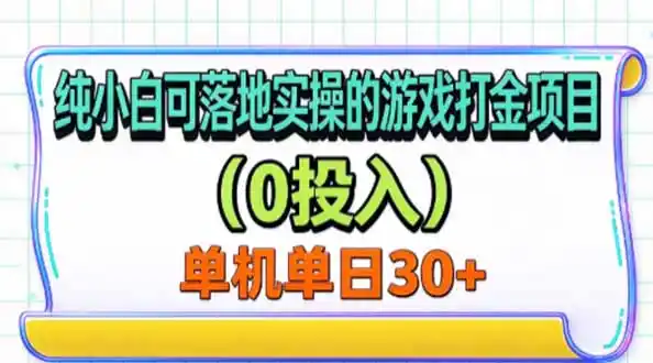 纯小白可落地实操的游戏打金项目(0投入 纯小白可落地实操的游戏打金项目(0投入