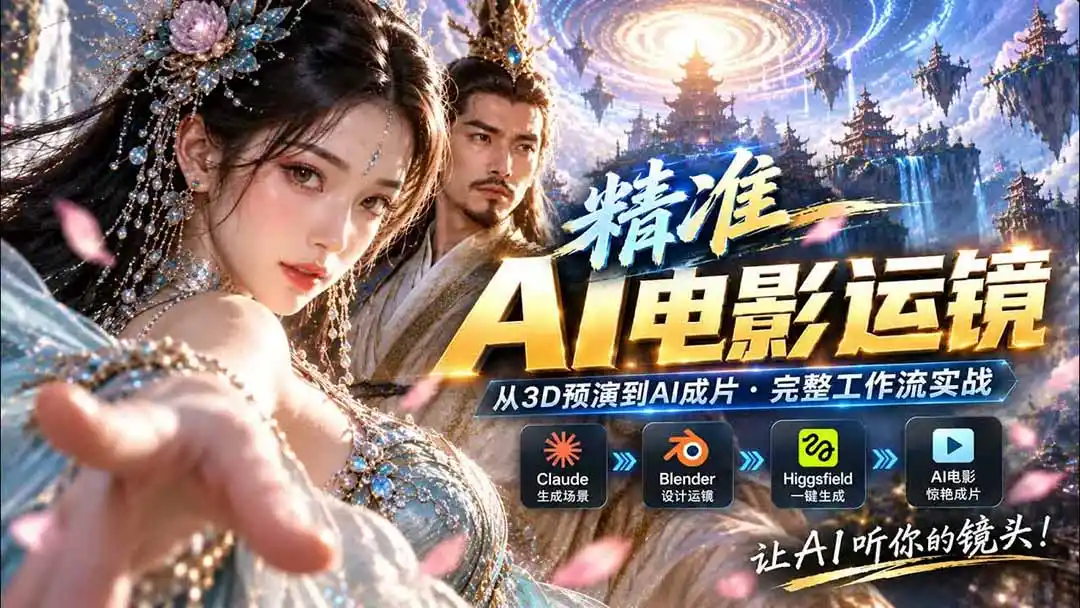 AI视频终于能精准运镜了！Claude + Blender + Higgsfield 免费插件实测-聚创源
