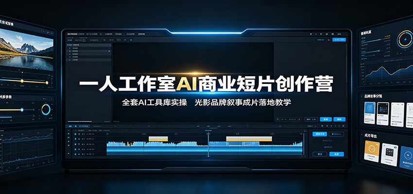 一人工作室AI商业短片创作营:全套AI工具库实操,光影品牌叙事成片落地教学-聚创源
