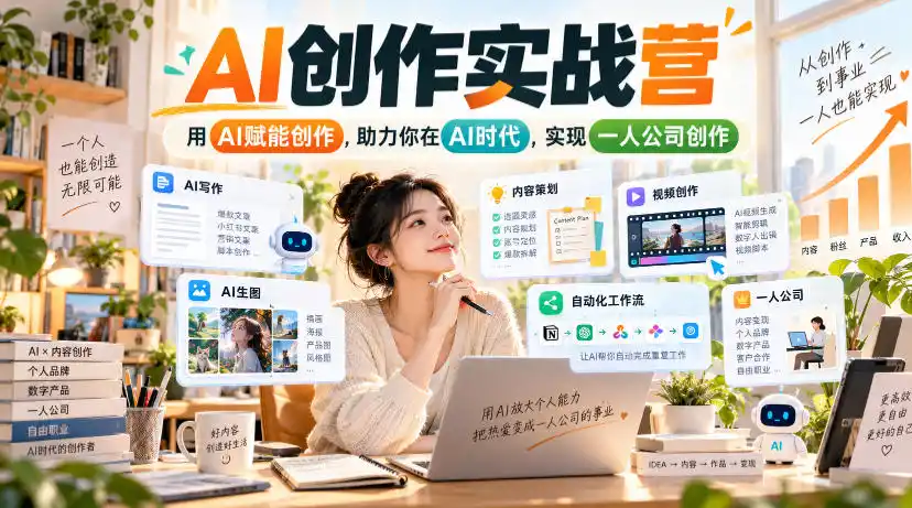 AI创作实战营，用AI赋能创作，助力你在AI时代，实现一人公司创作(更新)-聚创源