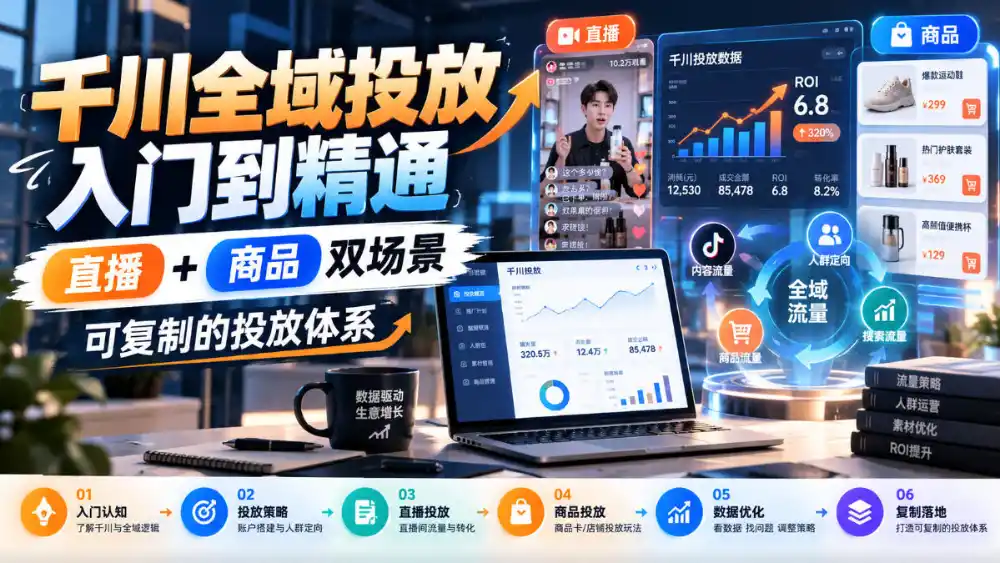千川全域投放入门到精通，直播+商品双场景，可复制的投放体系-聚创源