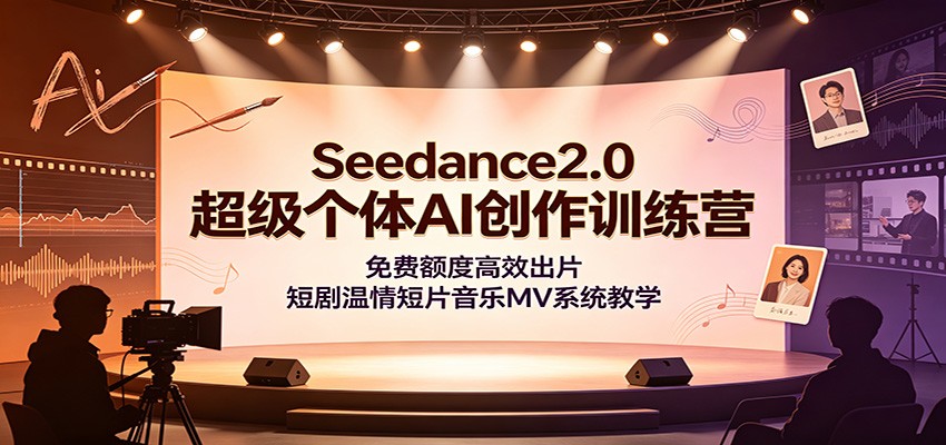 Seedance2.0超级个体AI创作训练营：免费额度高效出片，短剧温情短片音乐MV系统教学-聚创源
