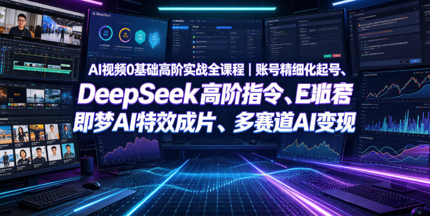 AI视频0基础高阶实战全课程｜账号精细化起号、DeepSeek高阶指令、即梦AI特效成片、多赛道AI短视频量产变现-聚创源