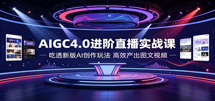 AIGC4.0进阶直播实战课：吃透新版AI创作玩法，高效产出图文视频-聚创源