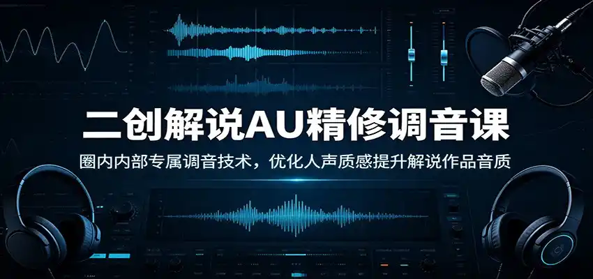 二创解说AU精修调音课：圈内内部专属调音技术，优化人声质感提升解说作品音质-聚创源