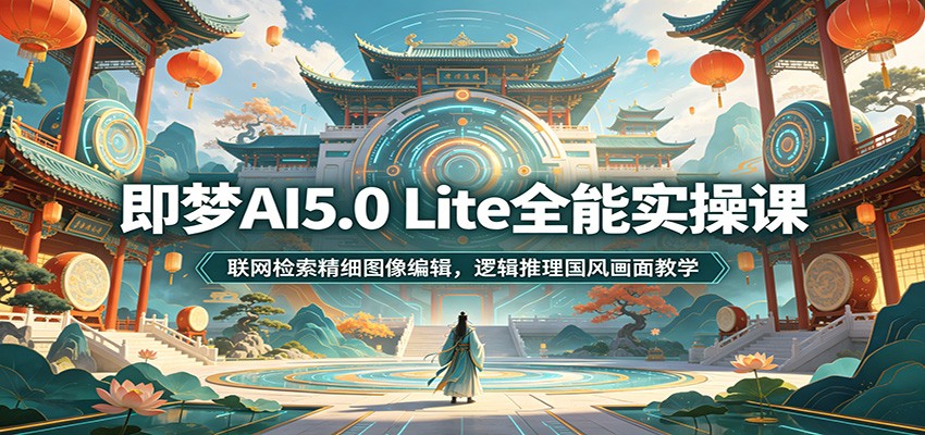 即梦AI5.0 Lite全能实操课:联网检索精细图像编辑,逻辑推理国风画面教学-聚创源