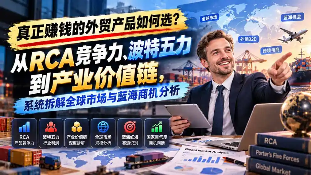 真正赚钱的外贸B2B产品如何选？从RCA竞争力、波特五力到产业价值链，系统拆解全球市场与蓝海商机分析-聚创源