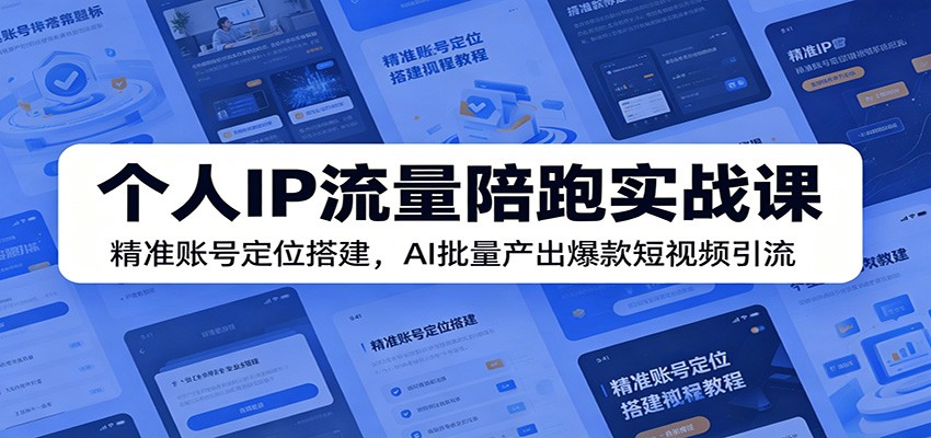 个人IP流量陪跑实战课：精准账号定位搭建，AI批量产出爆款短视频引流-聚创源