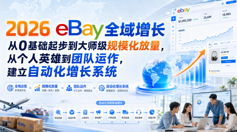 2026 eBay全域增长，从0基础起步到大师级规模化放量，从个人英雄到团队运作，建立自动化增长系统-聚创源