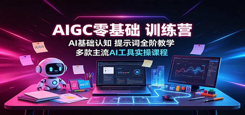 AIGC零基础训练营：AI基础认知，提示词全阶教学，多款主流AI工具实操课程-聚创源
